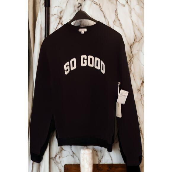 NWT - Good American Black So Good Crewneck Sweatshirt Size: 2 - Picture 1 of 7